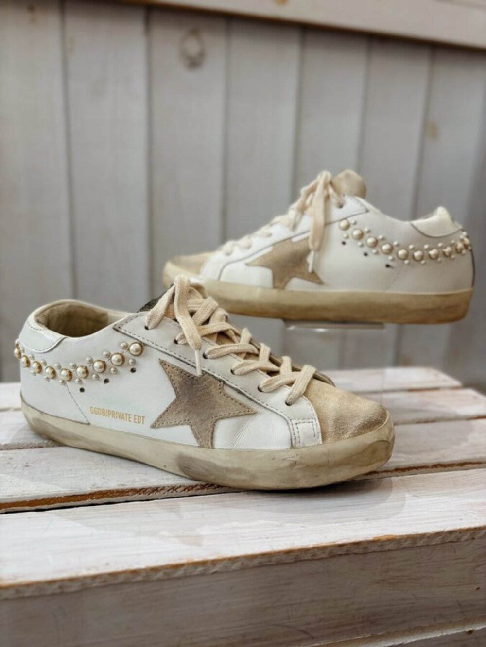 Golden Goose Pearl Super Star Leather Sneakers - Size 37